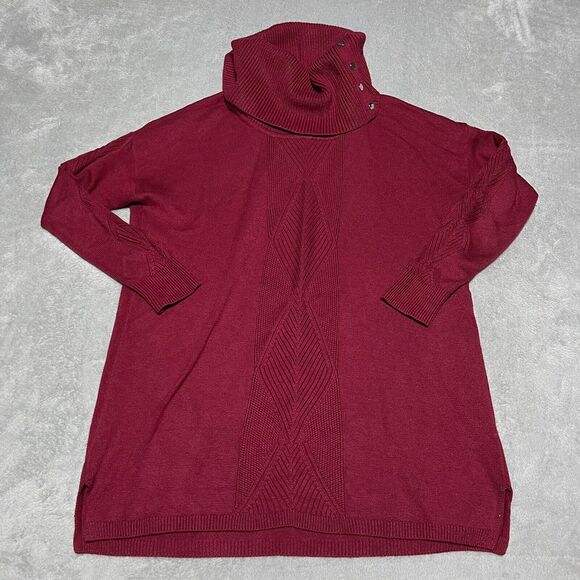 White House Black Market Sweaters - White House Black Market Sweater Womens Medium Red Cowl Neck Ribbed‎ Tunic